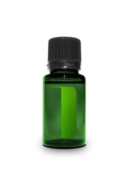 Single small bottle with drug isolated over white background