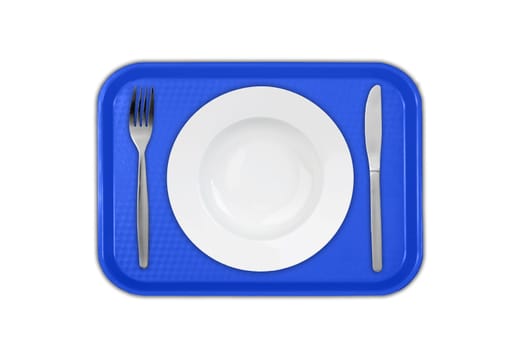 Set of utensils arranged on the table with plate