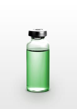 Single small bottle with drug isolated over white background