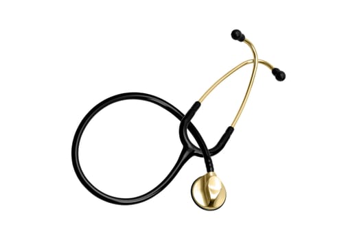 Black medical stethoscope isolated on white