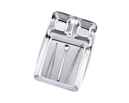 Medical instruments in a steel tray