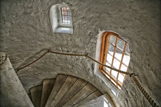 Tower staircase of the royal castle Koldinghus, Kolding, Denmark.