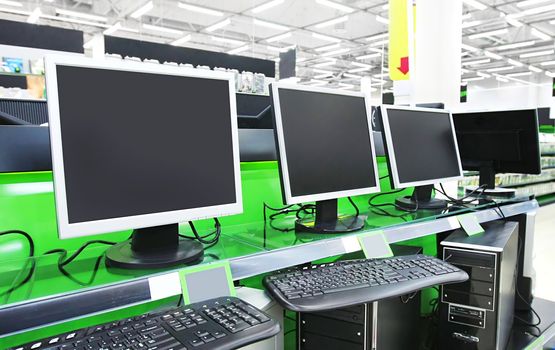 many computers in supermarket