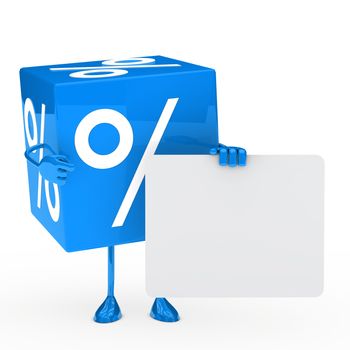 blue sale cube shows finger on billboard