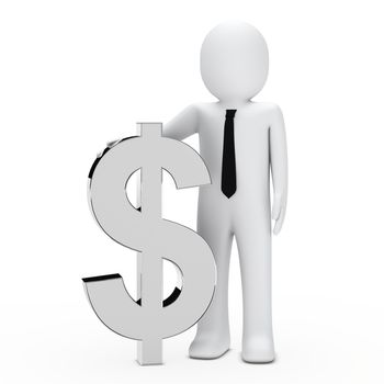 Businessman with tie hold a chrome dollar