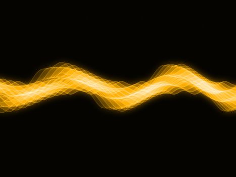 Abstract sine waves rendered in gold against black background