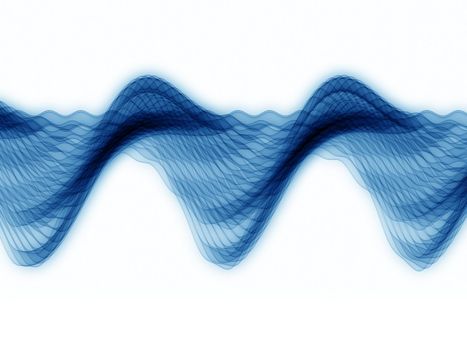 Abstract sine waves rendered in blue against white background