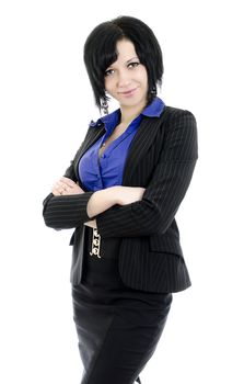 Portrait of a business woman with arms crossed. Over white background.