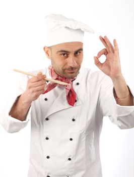 Portrait of a cook on  white background