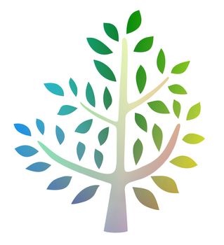 Illustration of a colourful tree isolated on white