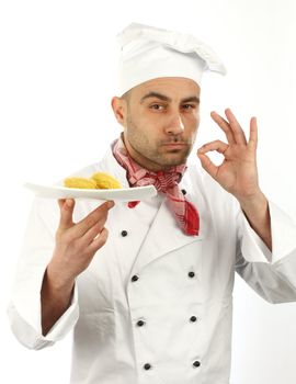 Portrait of a cook on  white background