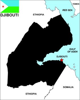 very big size djibouti political map illustration