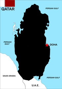 very big size qatar political map illustration