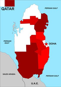 very big size qatar political map illustration
