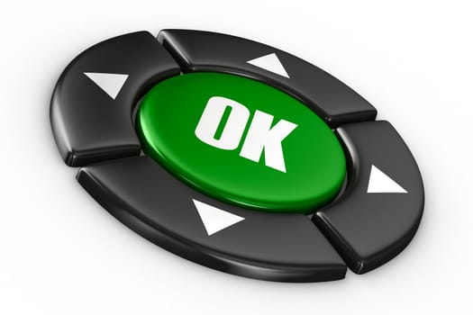 button ok on white background. Isolated 3D image