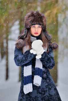 Young Beautiful Woman in winter time