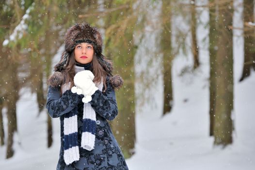 Young Beautiful Woman in winter time