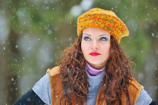 Young Beautiful Woman in winter time