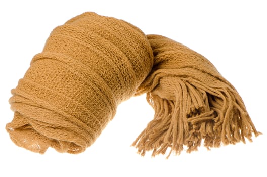 Yellow scarf isolated on white background.