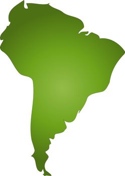 An outlined map of South America. All isolated on white background.