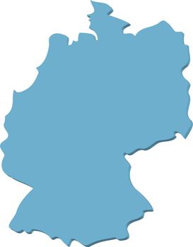 A stylized map of Germany in blue tone. All isolated on white background.