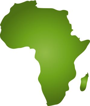 A stylized blank map of Africa in green tone. All isolated on white background.