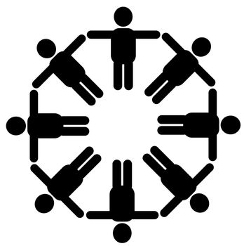 Several stylized persons building a circle. All isolated on white background.