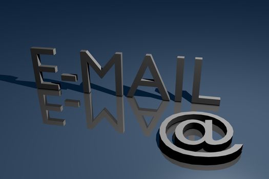 Email as a 3d lettering next to a web symbol.