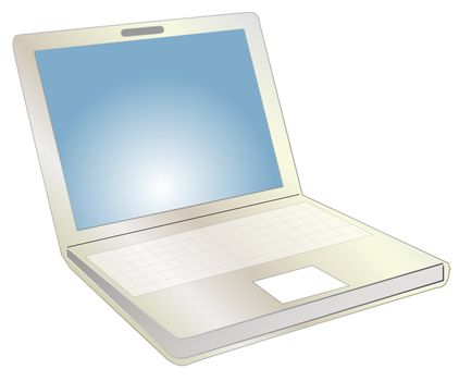A stylized notebook computer. All isolated on white background.