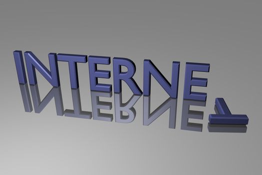 The word internet as 3d graphic model with a fallen letter.