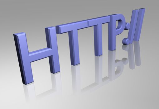 The typical prefix of an internet address as a 3d lettering.