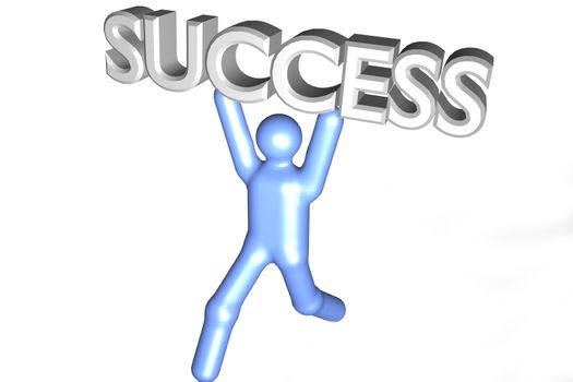 A stylized person carrying the lettering success. All isolated on white background.