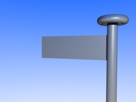 A stylized illustrated signpost in front of bright blue sky.