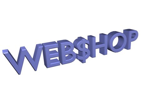 A 3d lettering showing the word webshop. All isolated on white background.