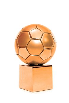 A bronze soccer trophy. All isolated on white background.