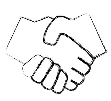 Two stylized arms shaking hands. All isolated on white background.