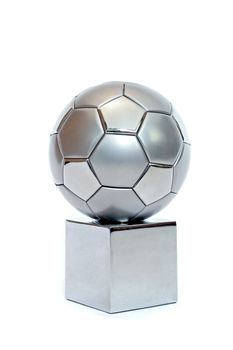 A silver soccer trophy. All isolated on white background.