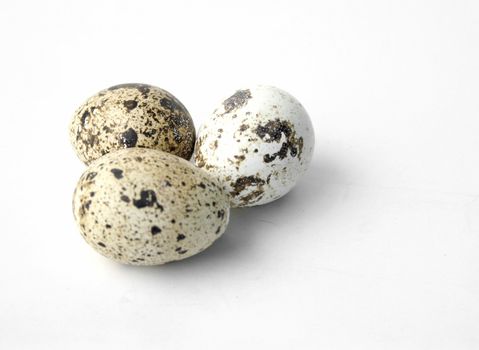 Three eggs isolated on a plain white background.