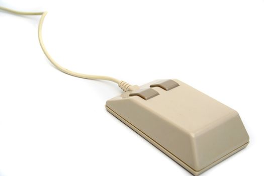 An old-fashioned computer mouse. All isolated on white background.