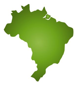 A stylized blank map of Brazil in green tone. All isolated on white background.