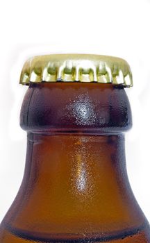 A typical bottleneck of a bottle of beer. All isolated on white background.