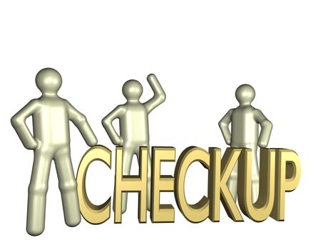 Several stylized persons standing beside a lettering. All isolate on white background.