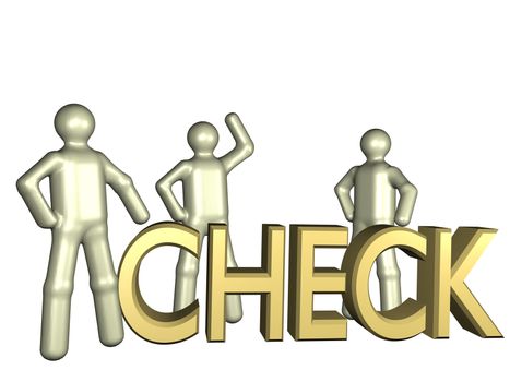 Several stylized persons standing beside a lettering. All isolate on white background.