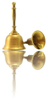 hand Bell Isolated on White with its reflection