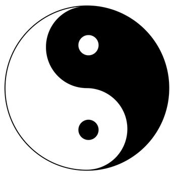 A simple yin and yang symbol. All isolated on white background.