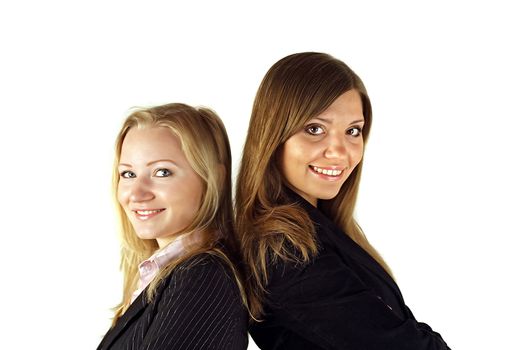 A business colleagues standing side by side. All isolated on white background.