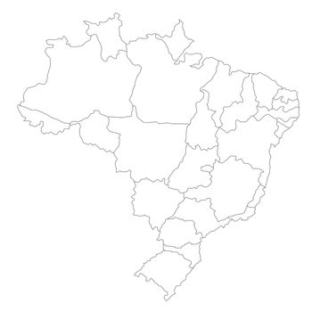 A stylized blank map of Brazil. All isolated on white background.