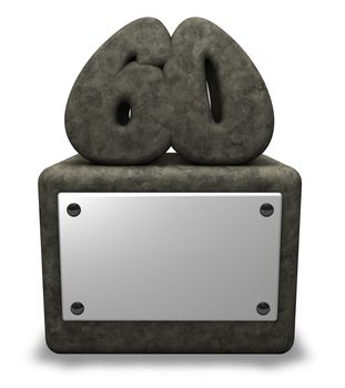 stone number sixty on socket - 3d illustration