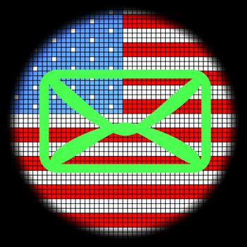 Mail Icon on American Flag Checkered Background