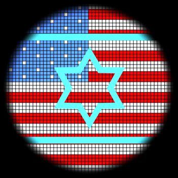 Magen David Icon on American Flag Checkered Background